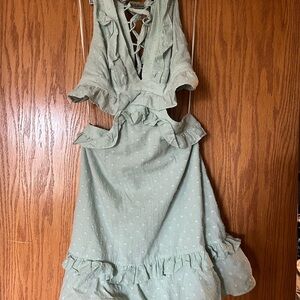Altar’d State Mint Green Cross Tie Back Dress
